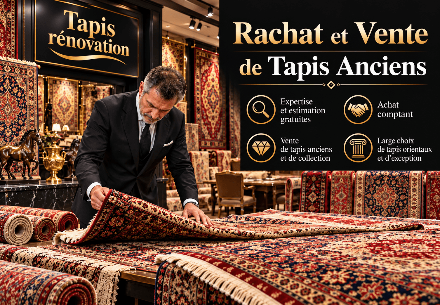 Rachat et vente de tapis anciens chez Tapis Rénovation